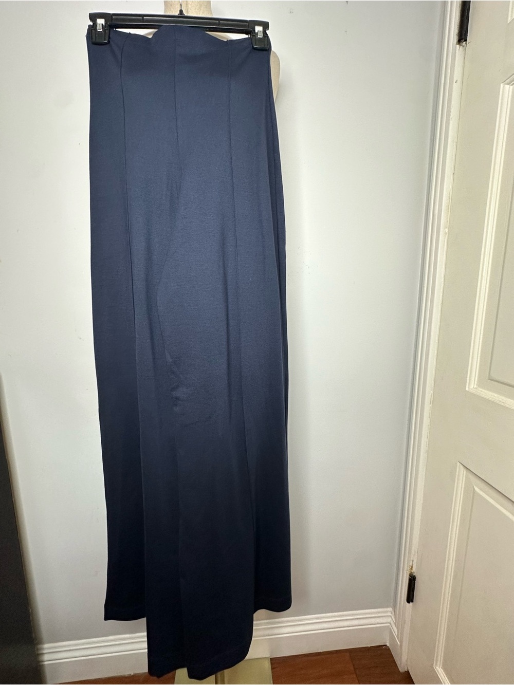 NAVY PONTE KNIT STANDARD WIDE LEG PANT - Picture 6 of 14